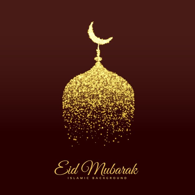 Golden sparkle design for eid mubarak