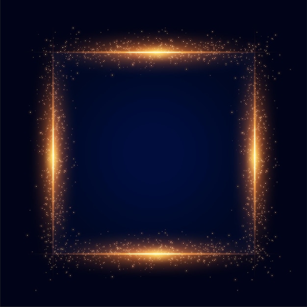 Бесплатное векторное изображение Золотой блеск квадратной рамки фон
