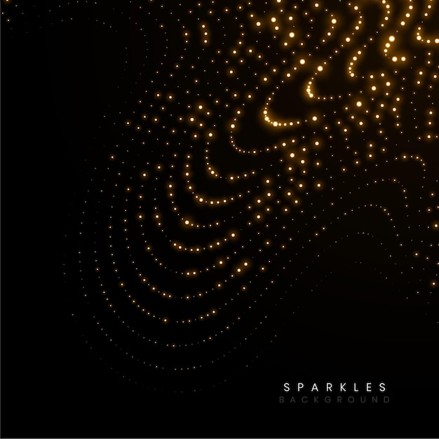 Golden sparkles flowing glitter wavy lines background