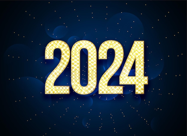 Free vector golden sparkling 2024 lettering new year background design vector
