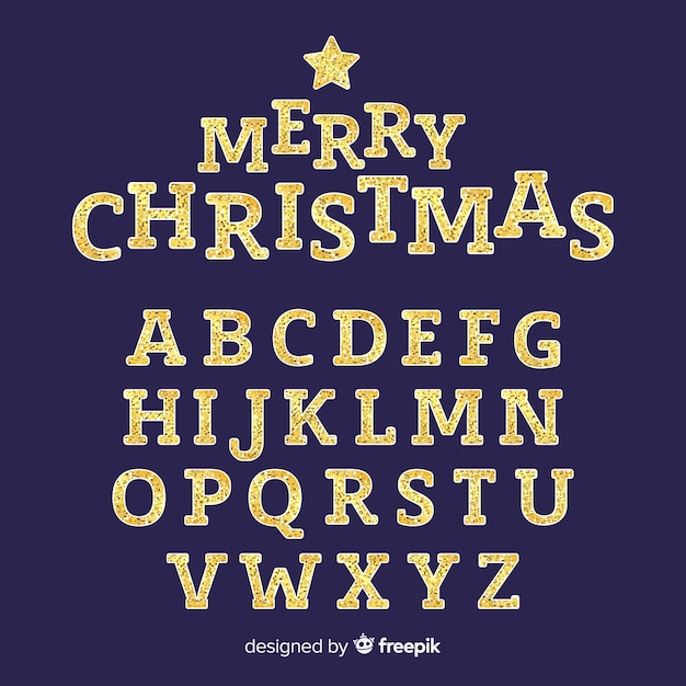 Golden sparkling christmas alphabet