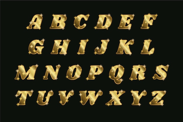 Free vector golden sparkling christmas alphabet
