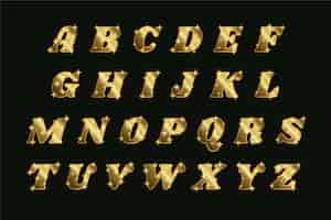 Бесплатное векторное изображение Золотой сверкающий рождественский алфавит