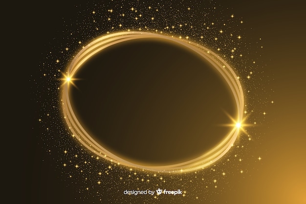 Golden sparkling frame on black background