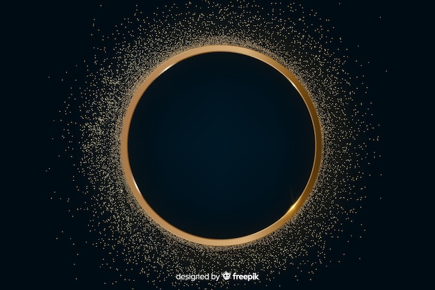 Free vector golden sparkling frame on dark background