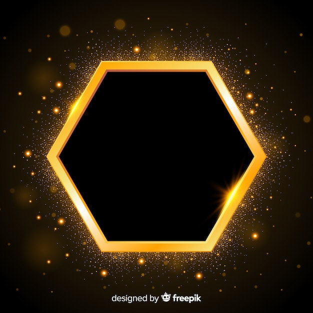 Free vector golden sparkling frame on dark background