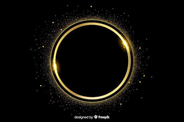 Golden sparkling frame on dark background