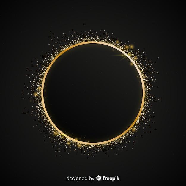 Free vector golden sparkling round frame background