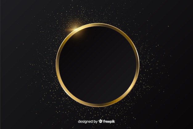 Golden sparkling round frame background