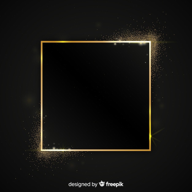 Golden sparkling square frame background