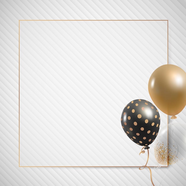 Free vector golden square balloons frame design vector