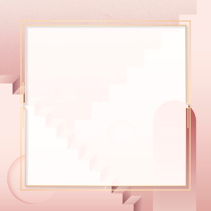 Free Vector golden square frame on a pink background 