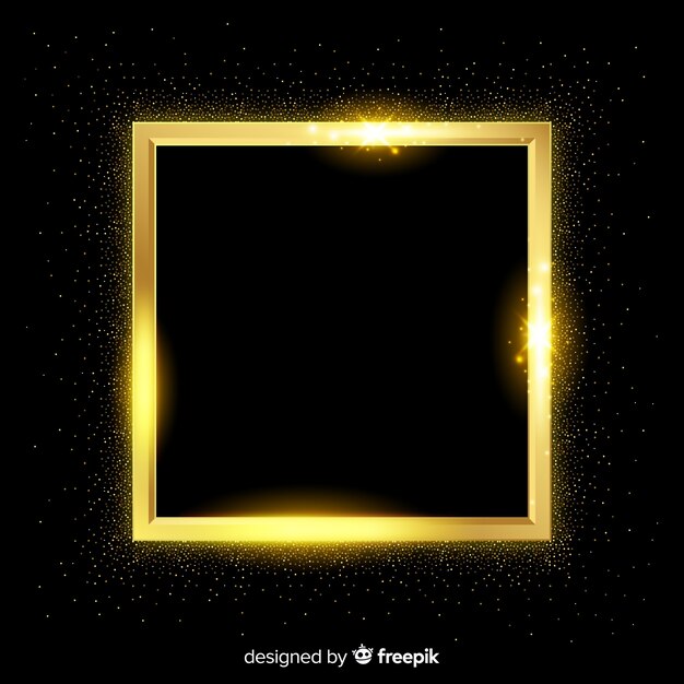 Golden square frame realistic background