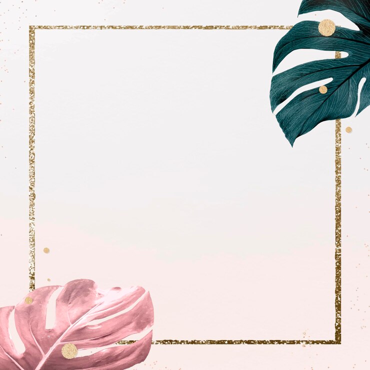 Free Vector golden square monstera leaves frame design resource
