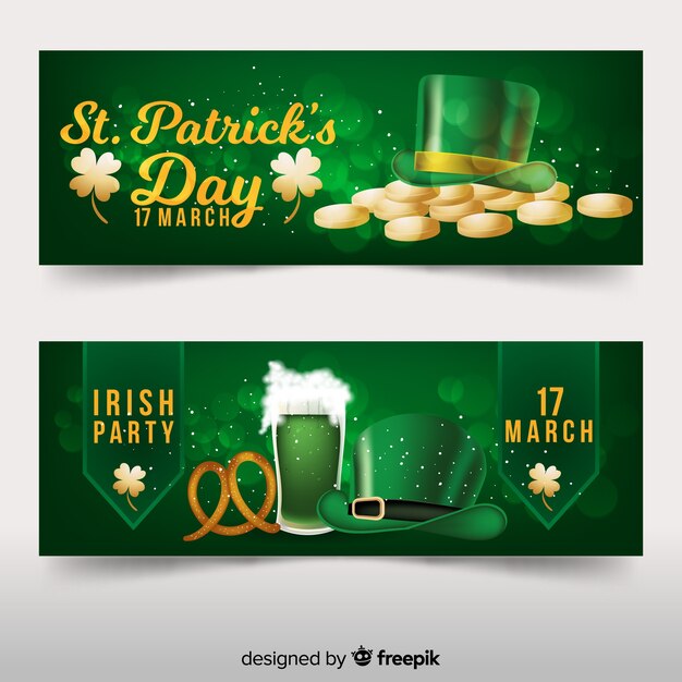 Golden st patrick's banner