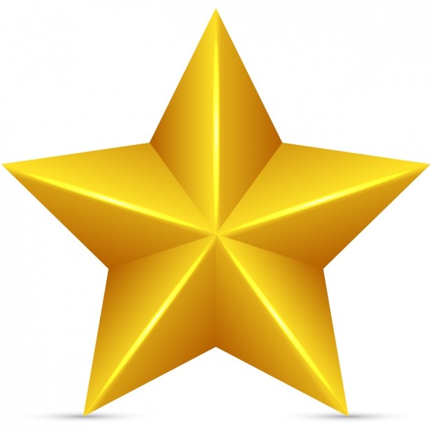 Free vector golden star in 3d