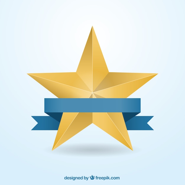 Бесплатное векторное изображение Золотая звезда с лентой