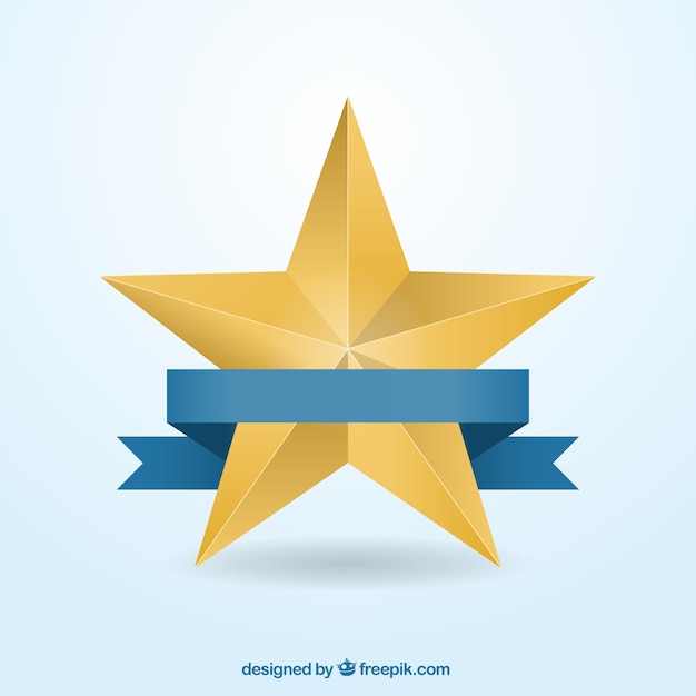 Golden star with a ribbon