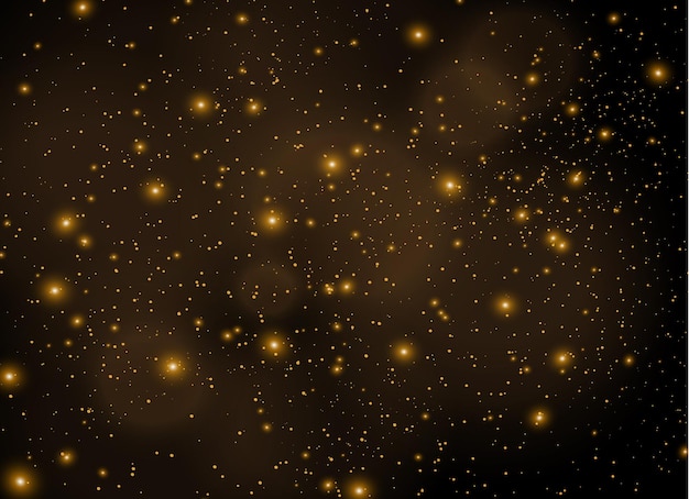 Golden stars shine with special light     sparkling magical dust particles