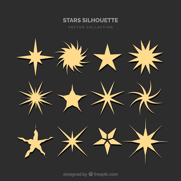 Free vector golden starts silhouette collection