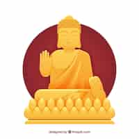 Free vector golden statue of budha with flat design