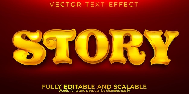 Free vector golden story text effect, editable magic and shiny text style