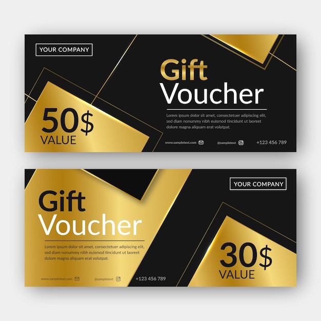 Free vector golden style gift voucher template