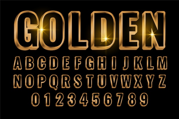 Golden text style effect in 3d style