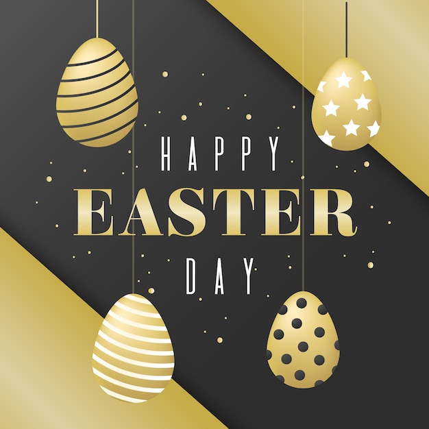 Free vector golden theme for happy easter day