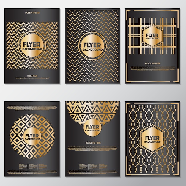 Free vector golden triangle flyers desig