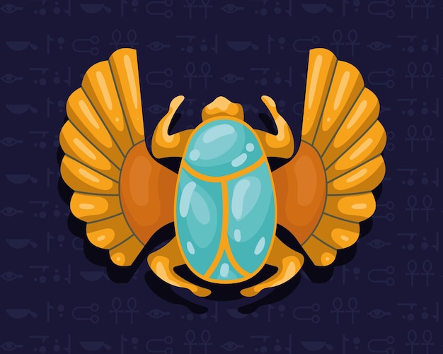 Free vector golden tutankhamen beetle