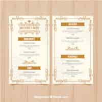 Free vector golden valentine menu