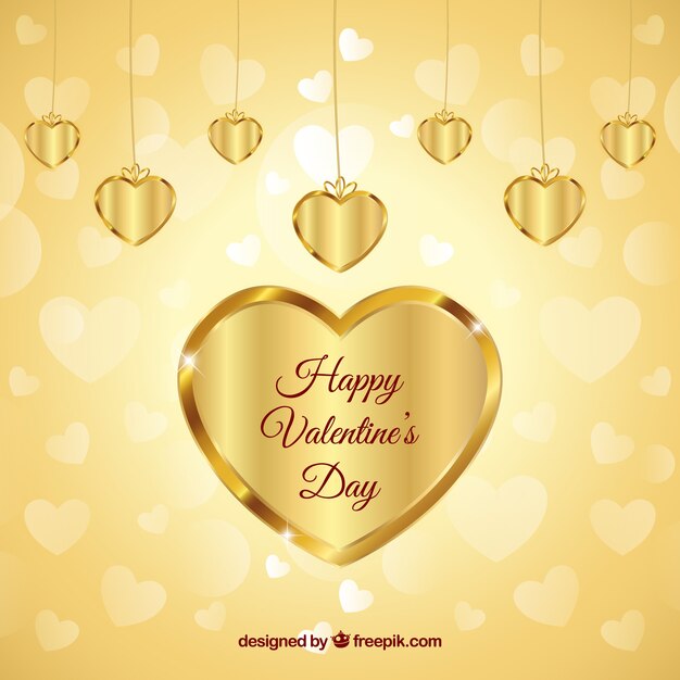 Golden valentine's day background