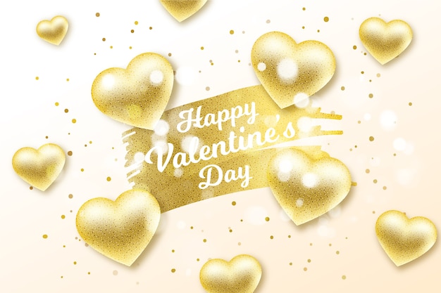 Free vector golden valentine's day background