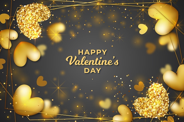 Golden valentine's day background