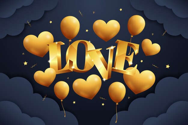 Golden valentine's day background