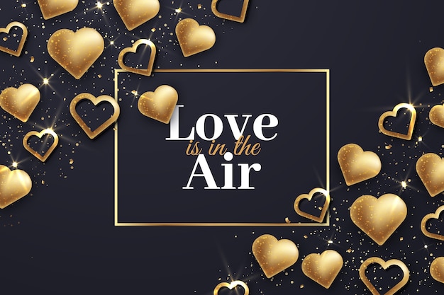 Free vector golden valentine's day background