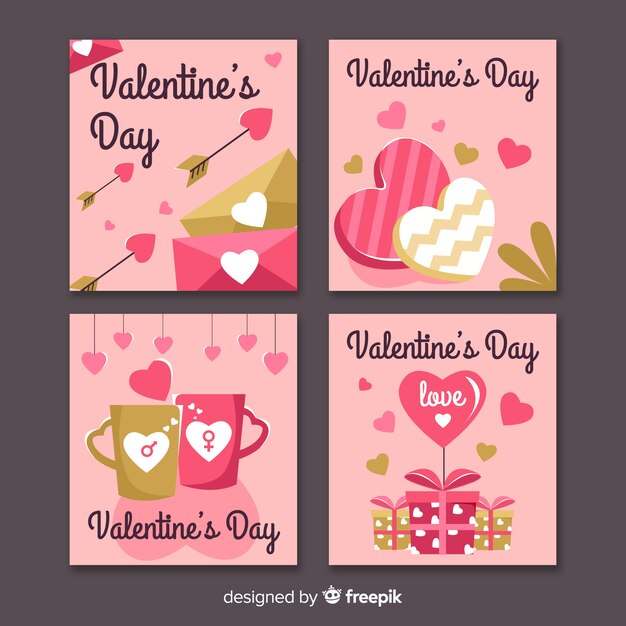 Golden valentine's day card collection