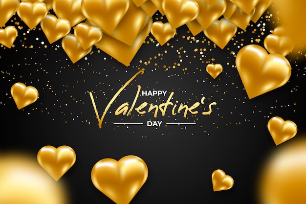 Golden valentines day background concept