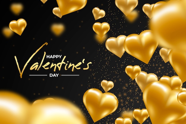 Golden valentines day background concept