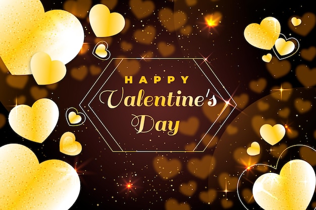 Free vector golden valentines day background