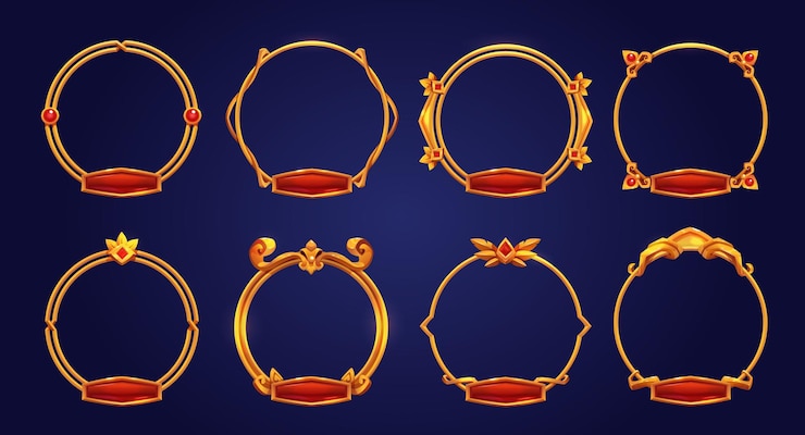 Free Vector golden vintage game frames borders red buttons