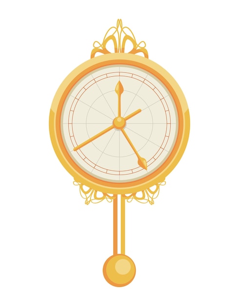 Free vector golden watch with pendulum icon isolated