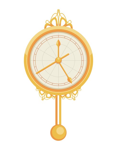 golden watch with pendulum icon isolated