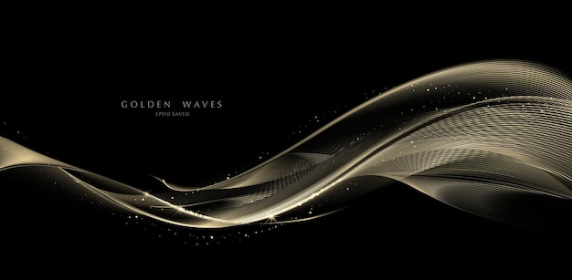 Golden wave background luxury gold lines