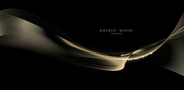 Golden wave background luxury gold lines