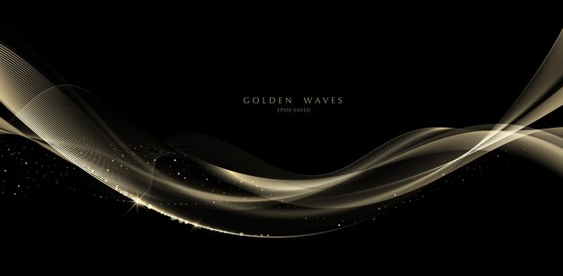 Golden wave background luxury gold lines