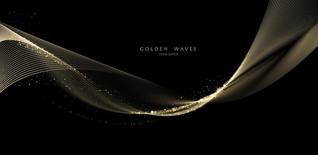 Golden wave background luxury gold lines