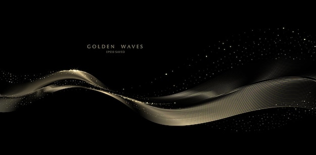 Golden wave background luxury gold lines