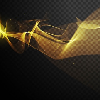 Golden wavy forms on a black background